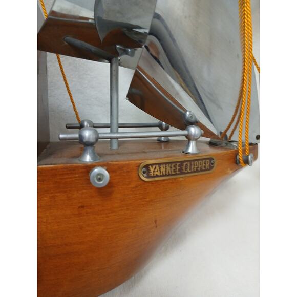 1950s Vintage Wooden Boat Sailing Yankee Clipper Ship Wood Mantel (No Clock) - Picture 6 of 16